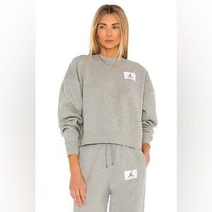 JORDAN Nike Flight Fleece Crew Sweatshirt in Gray Heather